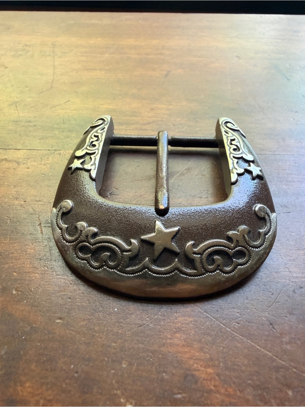 Men's Western Star Engraved Belt Buckle - Brown
